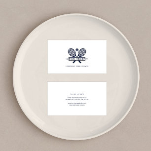 Modern Tennis Coach Minimalist White Business Card