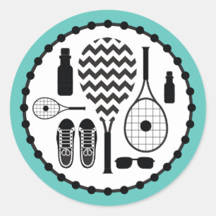 Modern Tennis Equipment & Accessories Pattern Classic Round Sticker