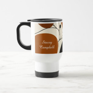 Modern Terra Cotta Abstract Silhouette Personalise Travel Mug