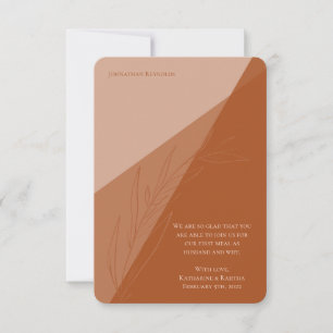 Modern Terra Cotta Leaf Wedding Place Card