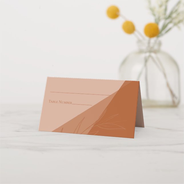 Modern Terra Cotta Wedding Place Card (Front)
