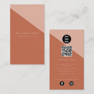 Modern Terracotta Abstract QR Code Social Media Business Card