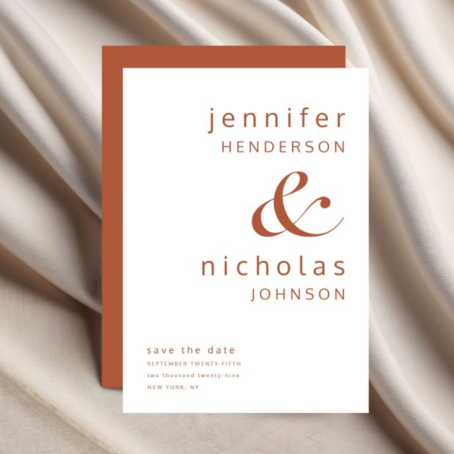 Modern Terracotta Ampersand Typography Wedding Save The Date (Modern Terracotta Ampersand Typography Wedding Save The Date)