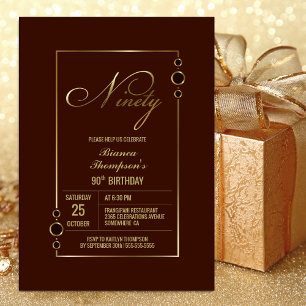 Modern Terracotta and Gold 90th Birthday Party Invitation
