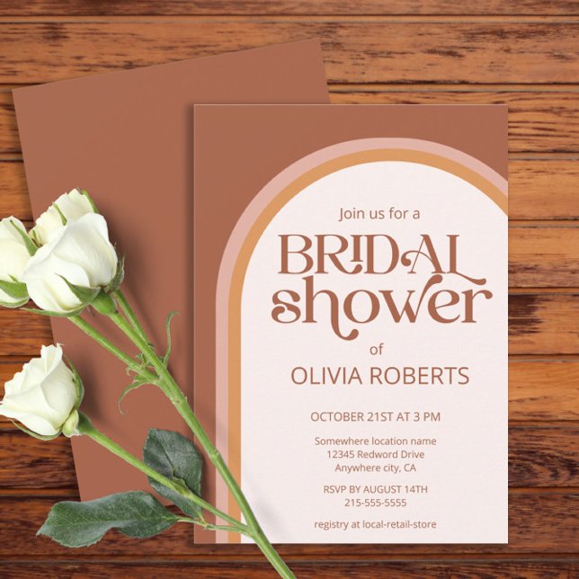 Modern Terracotta Arch Typography Bridal Shower Invitation (Creator Uploaded)