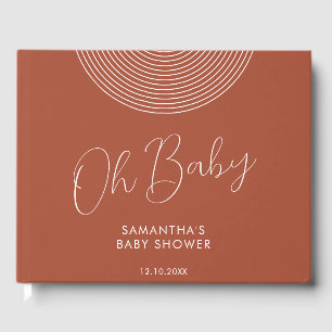 Modern terracotta Baby Shower geometric Guest Book