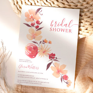 Modern terracotta beige flowers fall bridal shower invitation