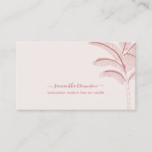 Modern Terracotta Beige Palm Tropic Line Art Business Card