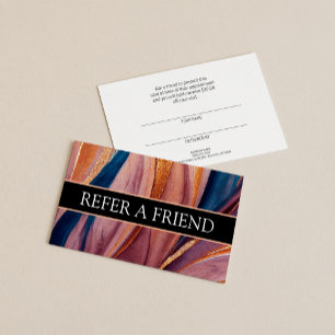 Modern terracotta blue glitter Referral Customer Business Card