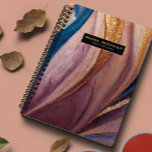 Modern terracotta blue glitter rose gold monogram planner<br><div class="desc">A sparkly,  abstract paint brush stroke in shades of gold,  terracotta,  pink,  peacock blue,  taupe and rose gold.,  elegant,  trendy,  custom name yearly planner.
Personalise with two lines of custom text.</div>
