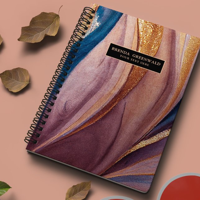 Modern terracotta blue glitter rose gold monogram planner (Creator Uploaded)