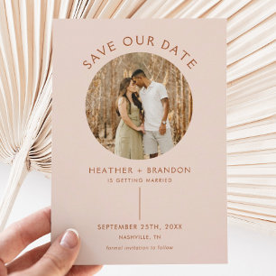 Modern Terracotta Blush Photo Save The Dates Invitation