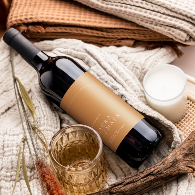 Modern Terracotta Boho Arch Minimalist Wedding  Wine Label (Creator Uploaded)