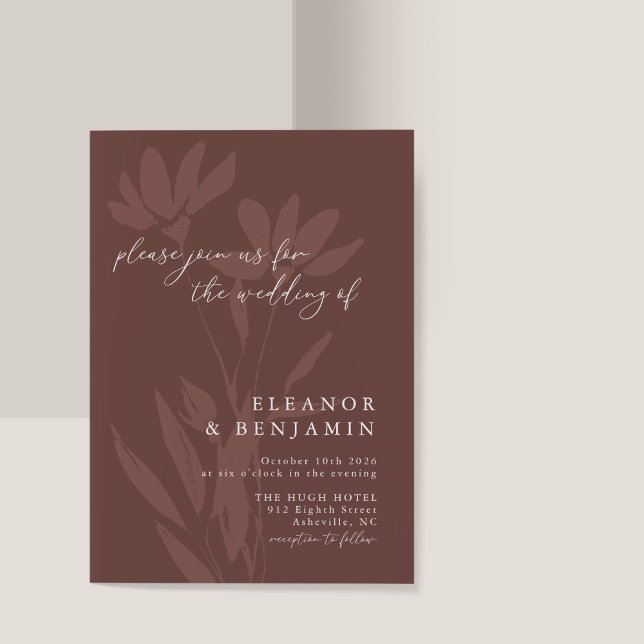 Modern Terracotta Boho Botanical Script Wedding Invitation (Creator Uploaded)