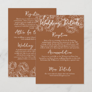 Modern Terracotta Boho Floral Wedding Details Enclosure Card
