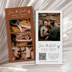 Modern Terracotta Boho Photo Booth Strip QR Code Save The Date