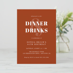 Modern Terracotta Bold Typography Birthday Dinner Invitation