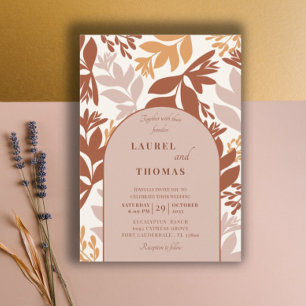 Modern Terracotta Botanical Arch Wedding Invitation
