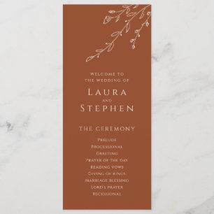 Modern Terracotta Botanical Wedding Programs Programme