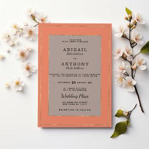 Modern terracotta brown gold classy Wedding Invitation