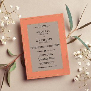 Modern terracotta brown gold classy Wedding Invitation