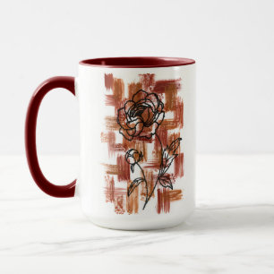 Modern Terracotta Brushstrokes and Ink Rose Two-To Mug