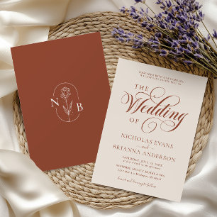 Modern Terracotta Burnt Orange Boho Wedding Invitation
