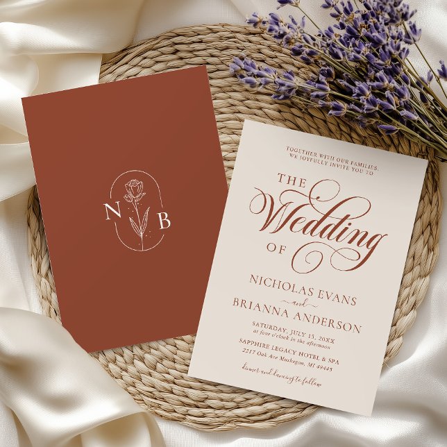 Modern Terracotta Burnt Orange Boho Wedding Invitation (Creator Uploaded)