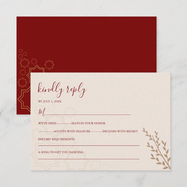 Modern Terracotta Burnt Orange Boho Wedding RSVP Card (Front/Back)