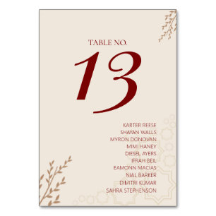 Modern Terracotta Burnt Orange Boho Wedding Table Number