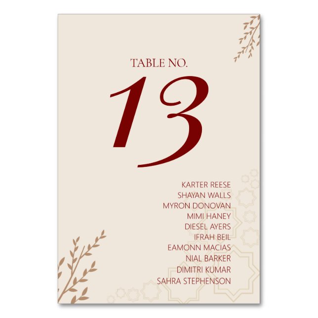 Modern Terracotta Burnt Orange Boho Wedding Table Number (Front)