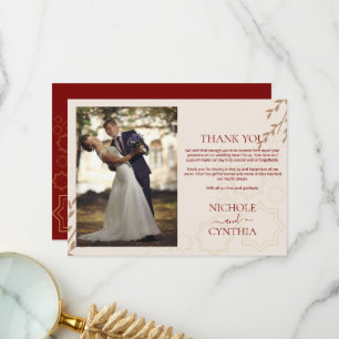 Modern Terracotta Burnt Orange Boho Wedding Thank You Card