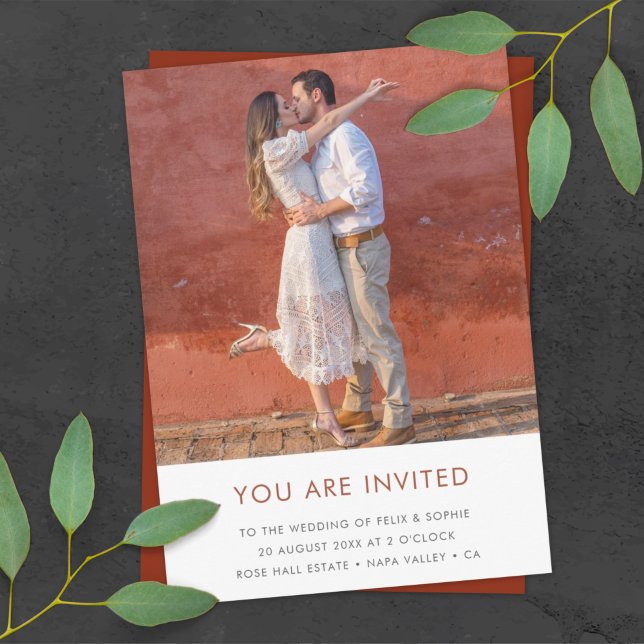 Modern Terracotta | Burnt Orange Rust Wedding Invitation (Creator Uploaded)
