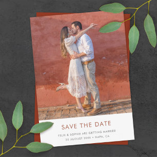 Modern Terracotta   Burnt Orange Rust Wedding Save The Date