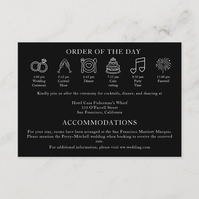 Modern Terracotta Burnt Orange Wedding Timeline Enclosure Card (Front)