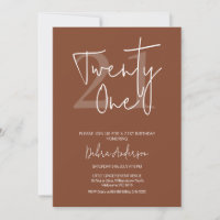 Modern Terracotta Calligraphy 21st Birthday