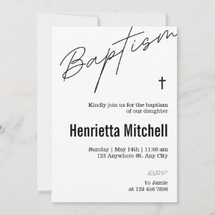  Modern Terracotta Calligraphy Baptism  Invitation