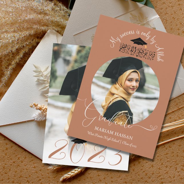 Modern Terracotta Calligraphy Muslim Graduation Invitation (Creator Uploaded)