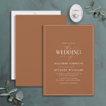 Modern Terracotta Calligraphy Wedding Invitation<br><div class="desc">Trendy, elegant and modern, this simple, minimalist terracotta and white typography wedding design features 'The Wedding Of' in modern calligraphy and Serif text as the main design feature, and is based on our bestselling bridal shower invite. The back of the card features a terracotta texture. Contact designer for matching products....</div>