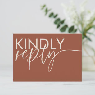 Modern Terracotta Calligraphy Wedding RSVP Card