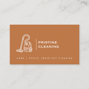 Modern Terracotta Cleaning Company QR Minimalist Business Card