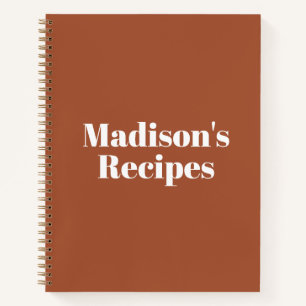 Modern terracotta custom name text Recipe Book