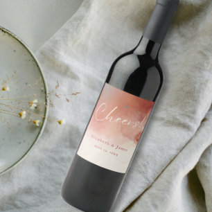 Modern Terracotta Desert Boho Wedding Cheers Wine Label