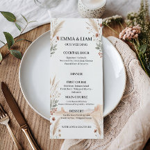 Modern Terracotta Desert Boho Wedding Menu