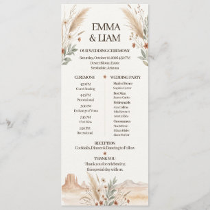 Modern Terracotta Desert Boho Wedding Program Programme