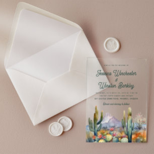 Modern Terracotta Desert Cactus Acrylic Invitation