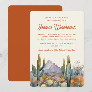 Modern Terracotta Desert Cactus Bridal Shower Invitation