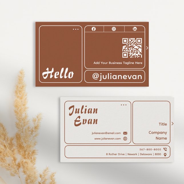 Modern Terracotta Earth Tone Bold Typography Hello Business Card (Modern Terracotta Earth Tone Bold Typography Hello Business Card)