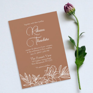 Modern Terracotta Elegant Spring Wedding Invitation