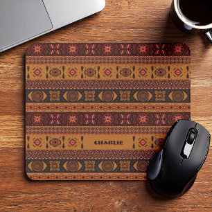 Modern Terracotta Ethnic Tribal Ornamental Pattern Mouse Pad
